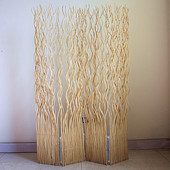 家居婚庆酒店四片弯柳枝实木原木田园北欧装 饰折屏屏风隔断玄关