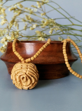 森系原创设计风手工黄杨木项链