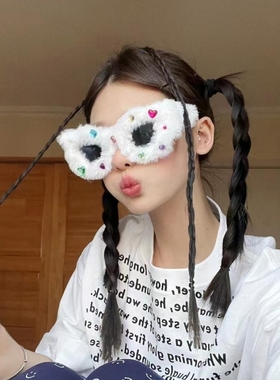 凹造型猫眼欧美女毛绒加钻眼镜