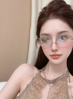 复古无框椭圆Y2K太阳镜ins墨镜