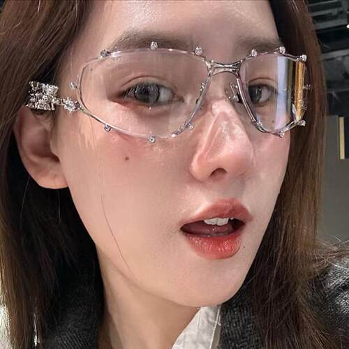 金属镶砖石眼镜框可配近视框婚礼