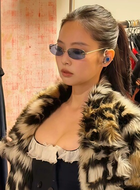 Jennie同款y2k方形无框蓝色墨镜