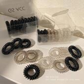 头绳女生电话线扎高马尾发量少小号高弹力无痕透明款 精致发圈皮筋