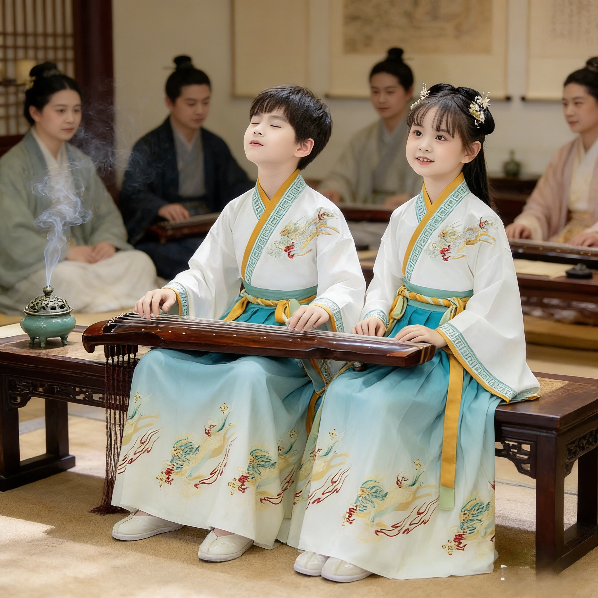 月满西楼书童汉服舞蹈演出服装男女学生儿童表演邯郸学步西楼别序