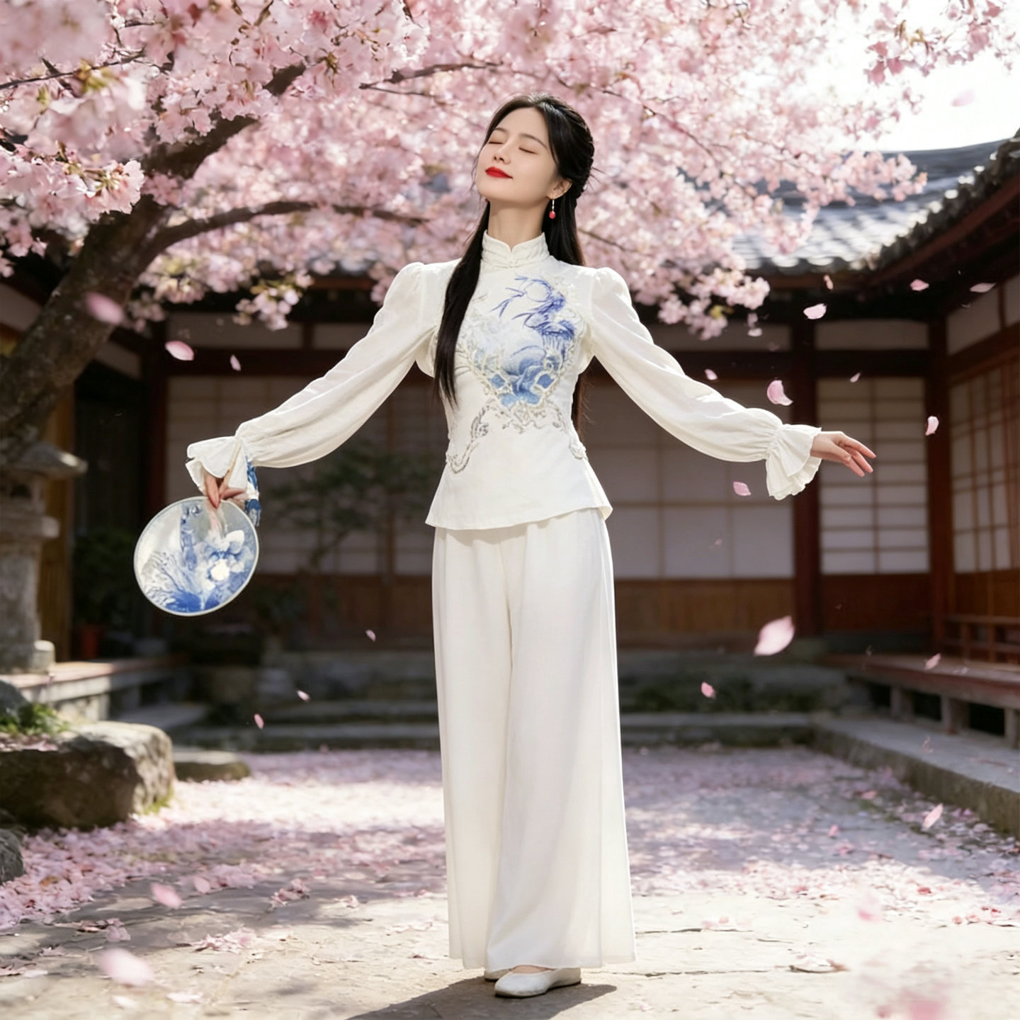 金晨同款青花瓷女童舞蹈演出服