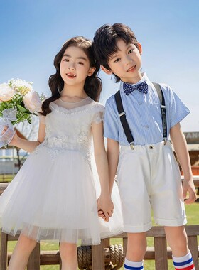 毕业拍照礼服爱的华尔兹舞蹈服男女儿童白色公主裙枕边童话演出服