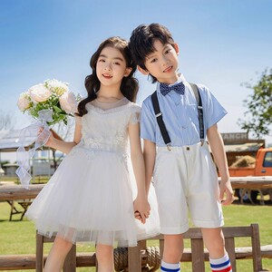 爱的华尔兹白色公主裙儿童演出服