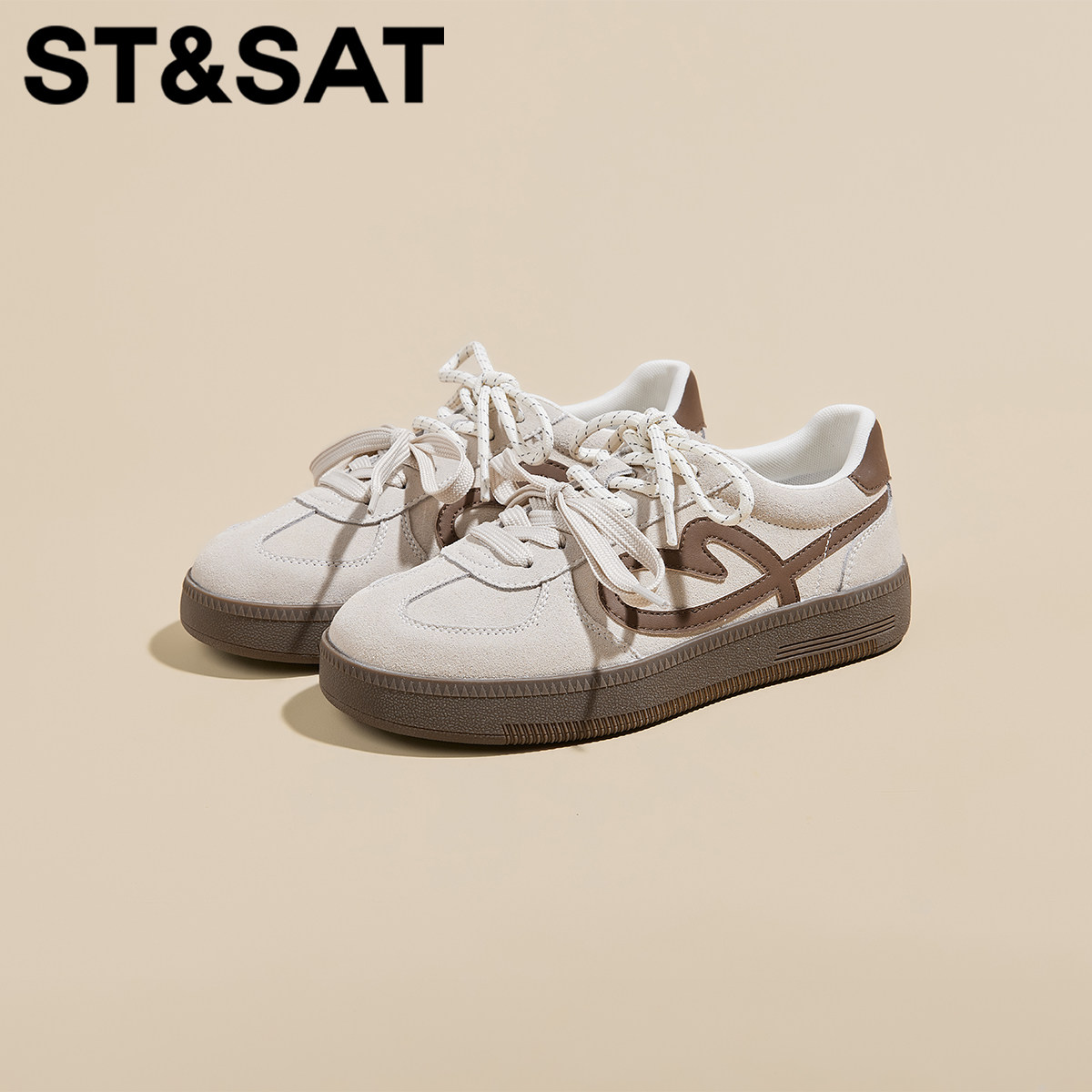 星期六平底时尚简约舒适德训鞋2025年冬季新款轻便百搭休闲鞋女鞋,女鞋,时尚休闲鞋,淘宝优惠券,粉丝福利购,淘宝优惠卷