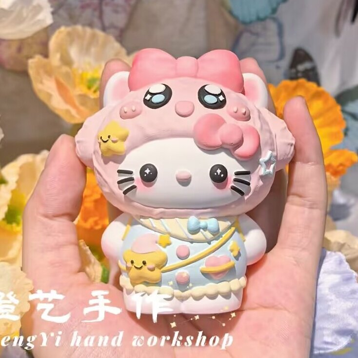DIY星之卡比KT猫涂鸦玩具模具彩绘石膏娃娃乳胶立体磨具卡通手绘