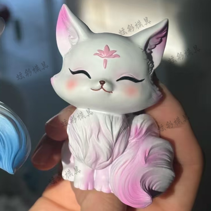 爆款DIY九尾妖狐涂鸦模具彩绘石膏娃娃乳胶立体磨具卡通手绘3D