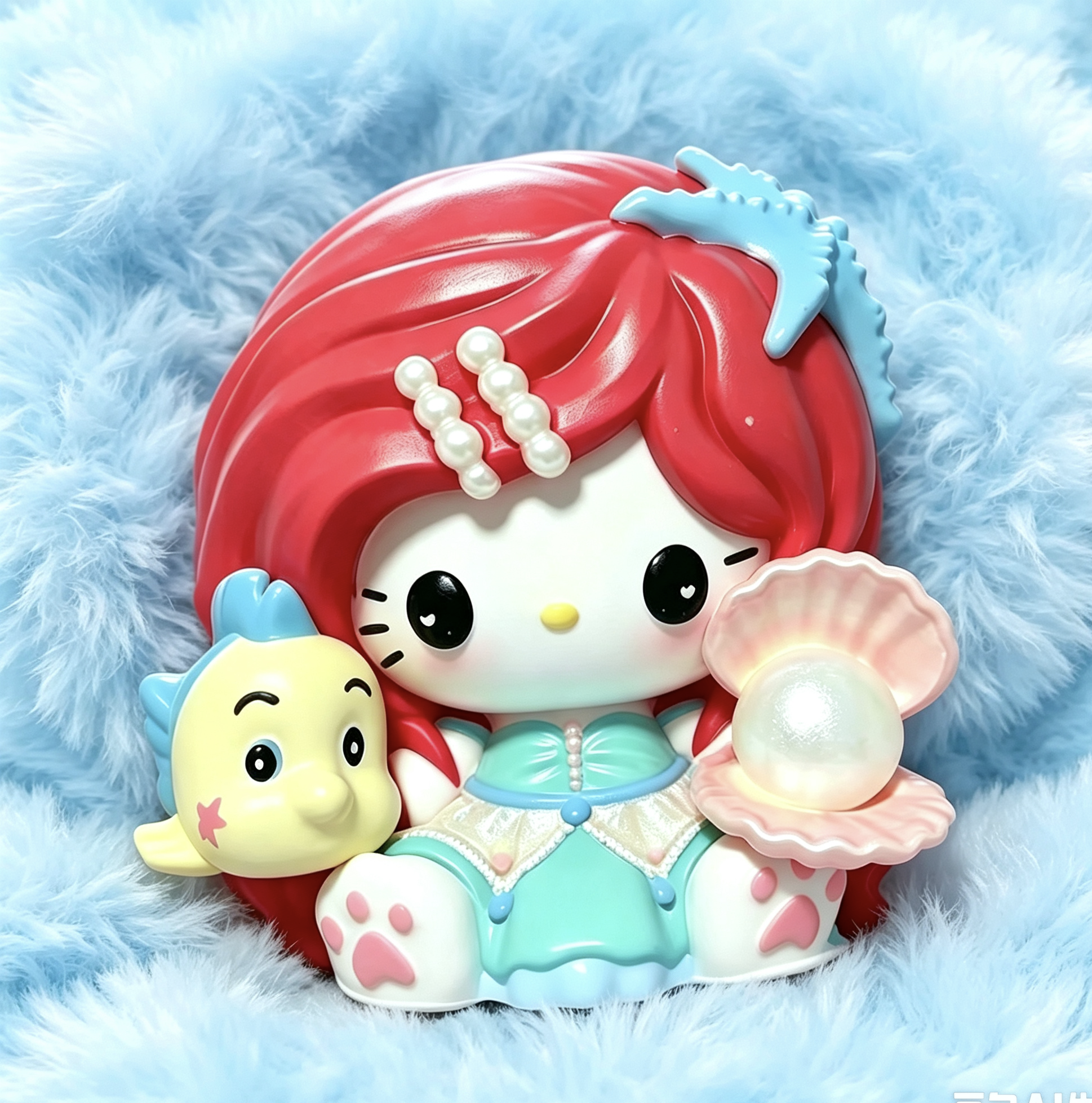 DIY白雪贝壳kt猫玩具模具彩绘石膏娃娃乳胶立体磨具卡通3D手绘夜