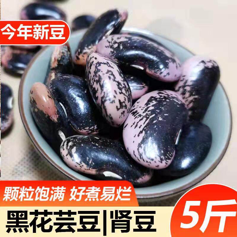 新黑花芸豆5斤云南农家特产干黑花芸豆肾豆大花豆牛眼豆类包邮