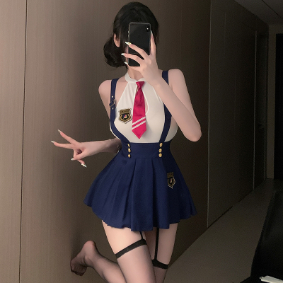 性感纯欲学院背带百褶裙jk校园制服cos角色扮演清纯小胸晴趣qqny