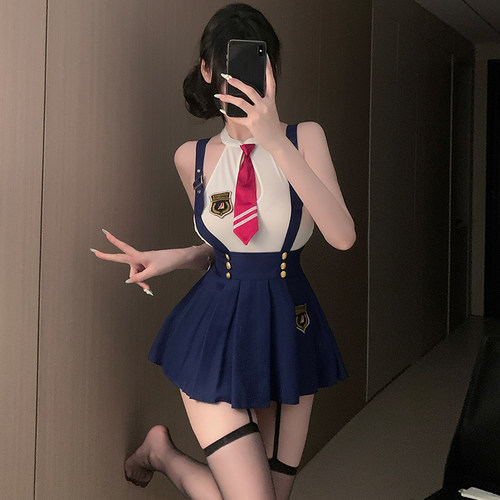 性感纯欲学院背带百褶裙jk校园制服cos角色扮演清纯小胸晴趣qqny