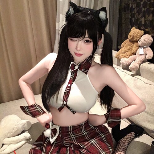 性感纯欲蝴蝶结格子JK学院风百褶裙套装清纯小胸约会制服晴趣qqny