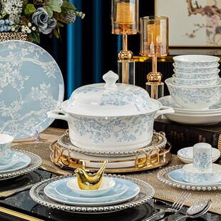 傲雪迎春景德镇酒店摆台餐具套装碗碟骨瓷碗具餐厅商用中式中国风