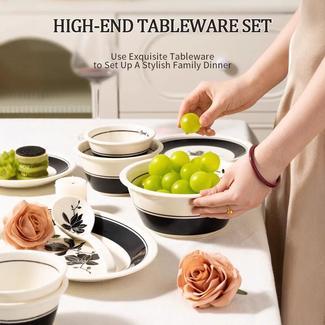 高级中古风花卉碗盘套装礼盒家用高颜值新款陶瓷碗盘碟子筷子套装,模玩/动漫/周边/娃圈三坑/桌游,古风/国风定制,淘宝优惠券,粉丝福利购,淘宝优惠卷