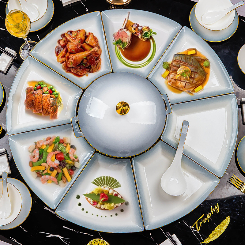 高颜值轻奢盘子菜盘家用团圆拼盘