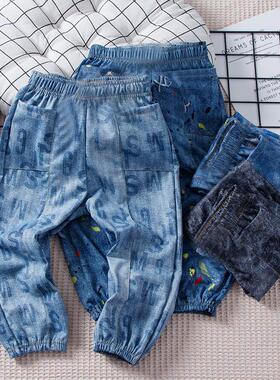 男童裤子春秋款儿童仿牛仔裤百搭款童装中大童宝宝宽松休闲裤外穿