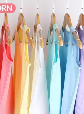 儿童莱卡棉背心中小童无袖女童宝宝打底糖果色工字背心吊带代发