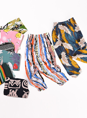 夏季休闲儿童灯笼裤物理防蚊裤绵绸柔软迷彩宝宝睡裤薄款中性长裤