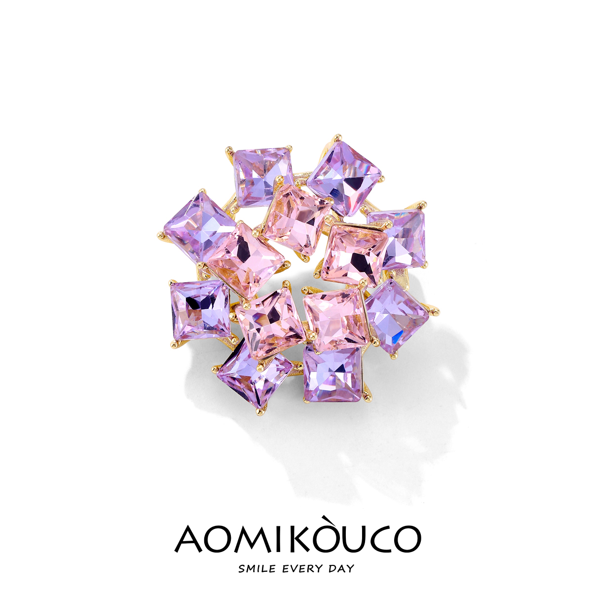 紫罗兰水晶魔方胸针防走光别针女