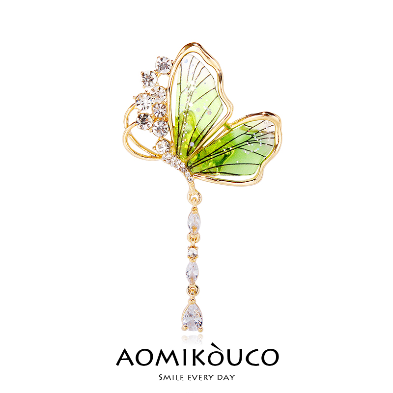 野仙踪轻奢渐变蝴蝶胸针高档别针