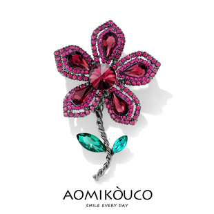 别致奢华典雅复古水晶花朵胸针精致高档女款胸花礼服外套别针配饰