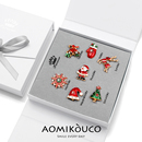 高档礼盒装 可爱卡通七件套圣诞胸针徽章别针百搭配饰节日礼物送人