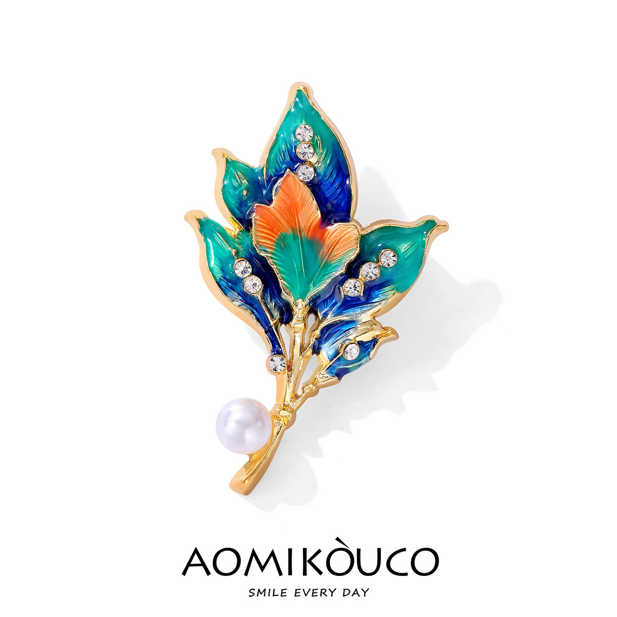 国风渐变珐琅树叶胸针个性小众设计感轻奢珍珠别针高级胸花配饰品,饰品/流行首饰/时尚饰品新,胸针,淘宝优惠券,粉丝福利购,淘宝优惠卷