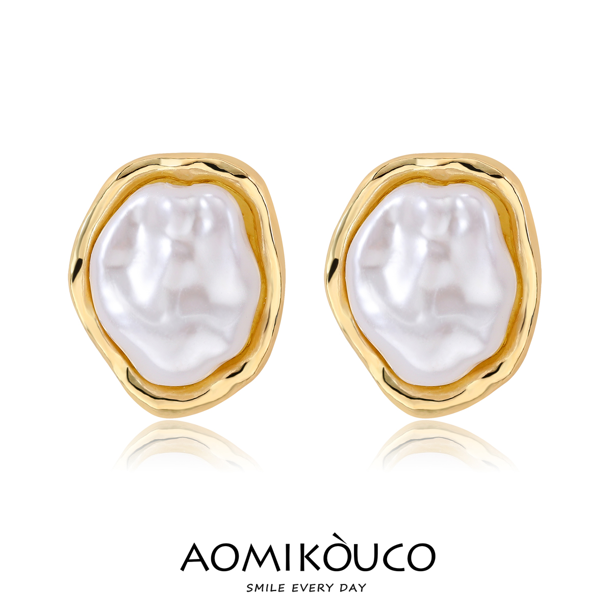 法式异形巴洛克珍珠耳环耳钉耳饰