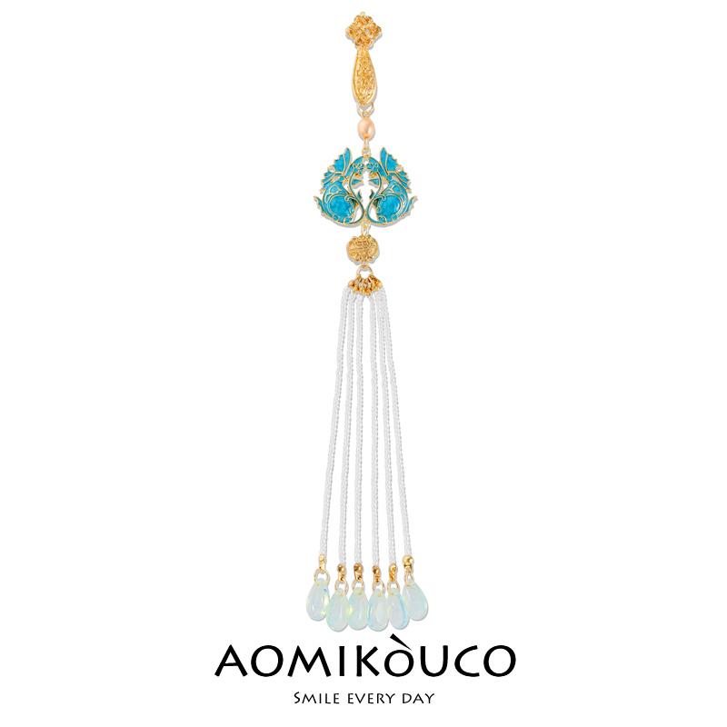 双鱼锦鲤旗袍压襟流苏吊坠挂件