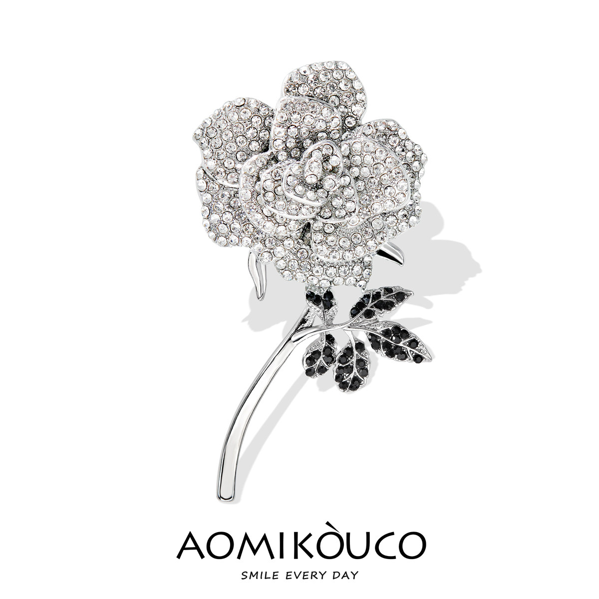 个性冷淡风银色玫瑰花胸针高档女设计感小众气质胸花别针西装配饰