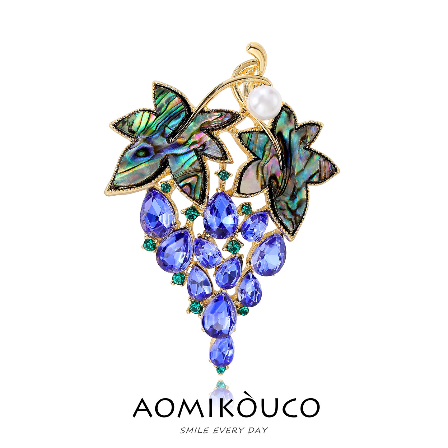 法式轻奢高级感紫葡萄珍珠胸针女奢华高透亮水晶别针西装毛衣配饰