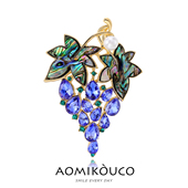 法式 毛衣配饰 轻奢高级感紫葡萄珍珠胸针女奢华高透亮水晶别针西装