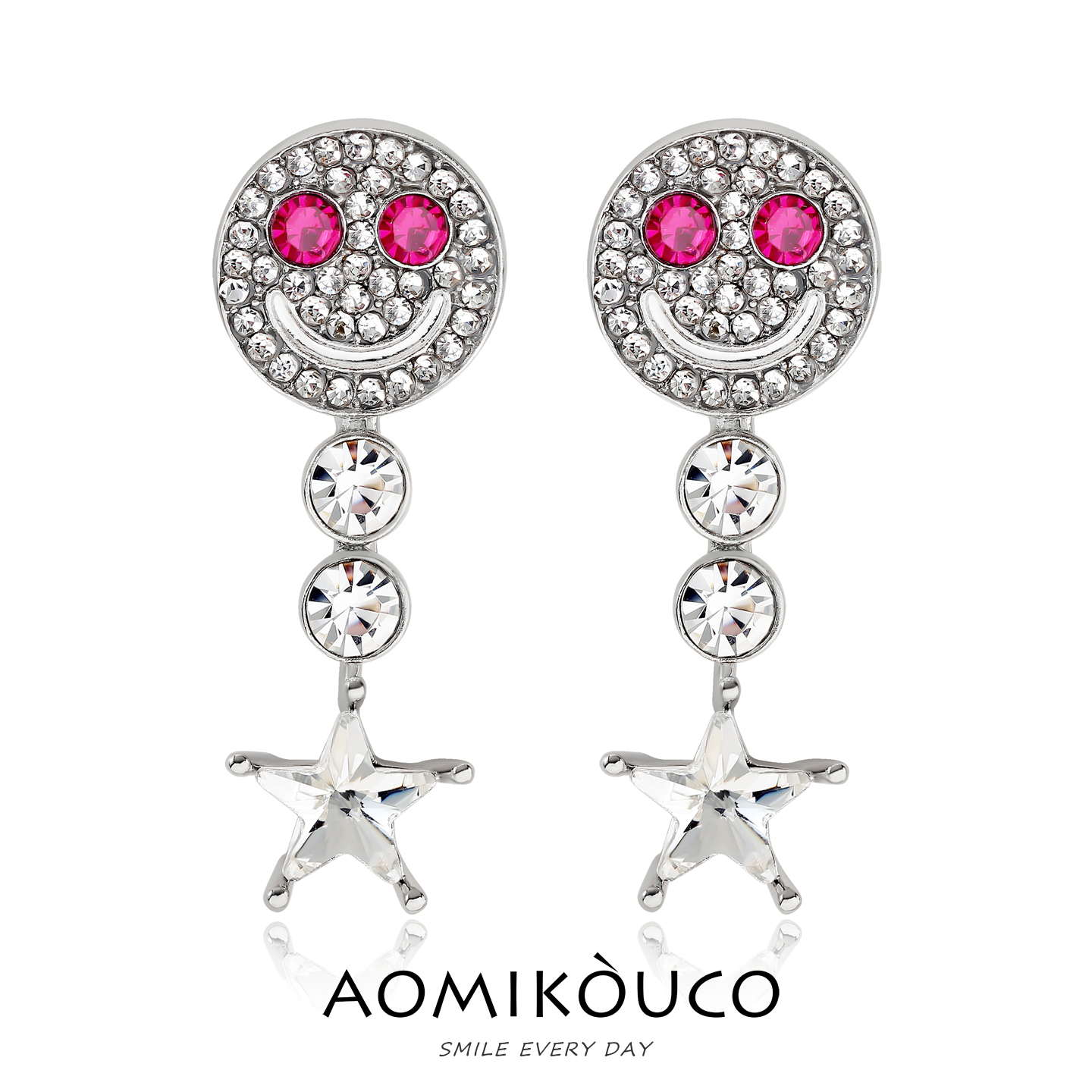 GD权志龙同款笑脸满钻星星耳钉女