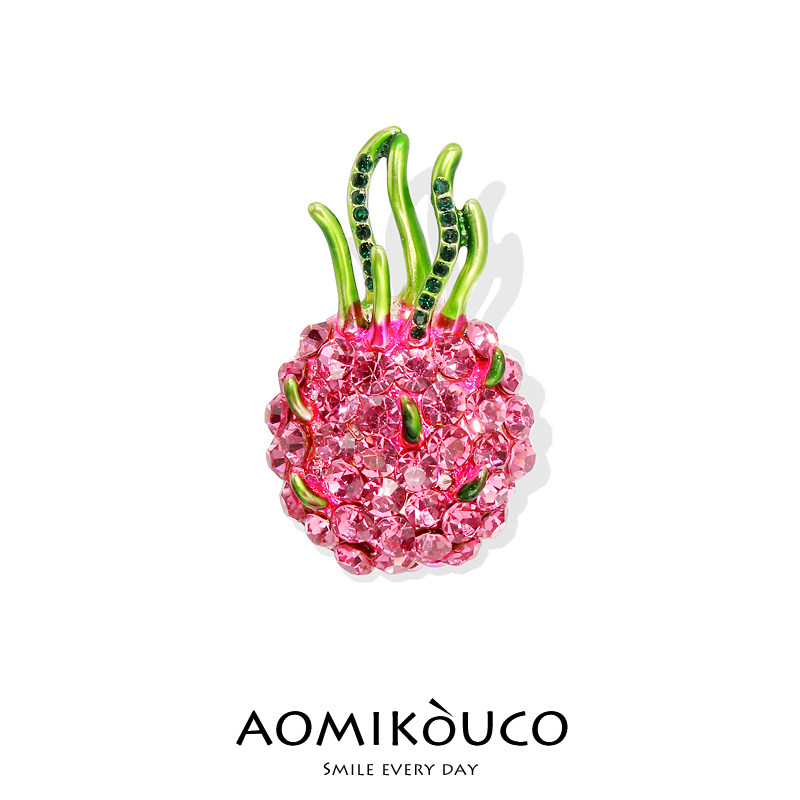 夏季粉红火龙果镶钻防走光胸针扣设计感小众水果别针固定衣服配饰,饰品/流行首饰/时尚饰品新,胸针,淘宝优惠券,粉丝福利购,淘宝优惠卷