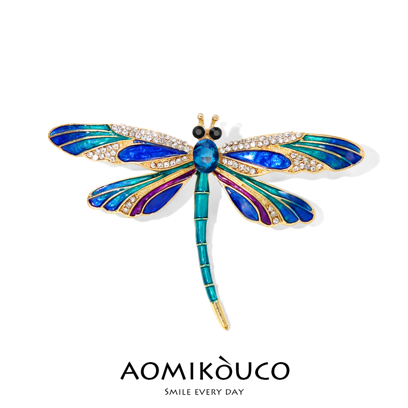 复古珐琅蜻蜓胸针高端精致别针