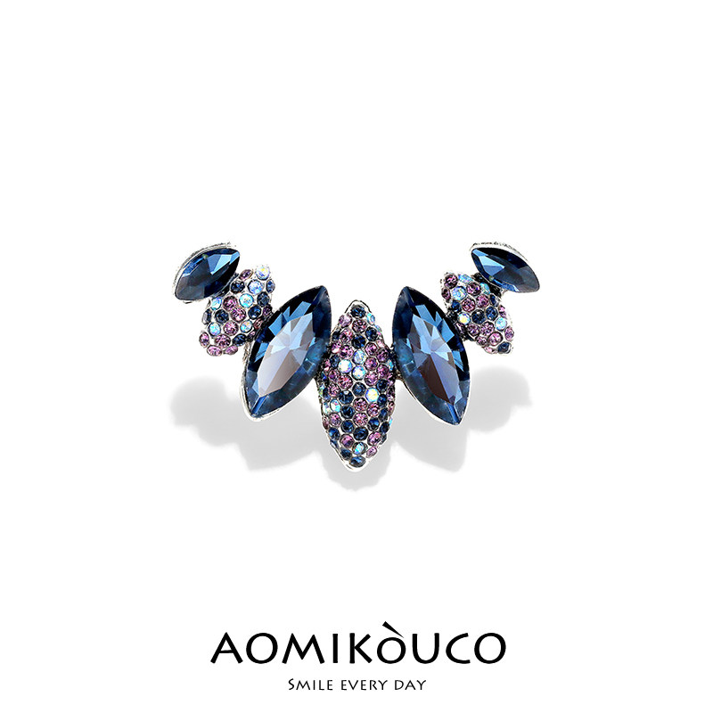 高档女气质蓝色水晶胸针精致闪耀个性防走光胸花别针西装外套配饰