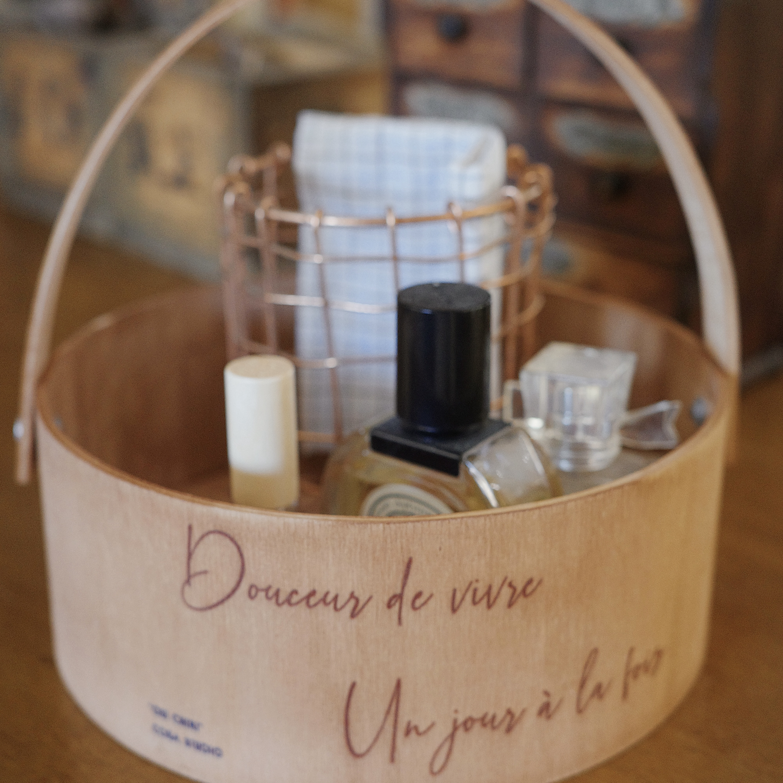 日式实木提篮收纳盒桌面整理盒