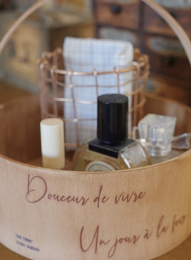 COSA日式实木提篮ins复古木质手提收纳盒客厅茶几桌面储物整理盒