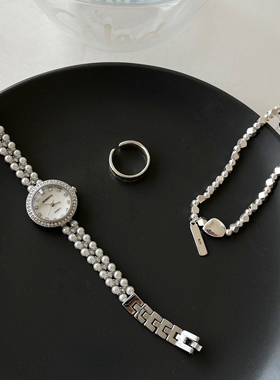 vintage法式奢华珍珠手表女初高中生时尚手链表小众品牌正品石英