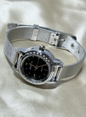 ROSIVGA圆形小表皮带手表女奢华百搭小众设计精致小巧女士手腕表