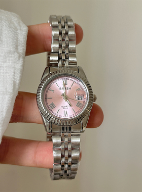 BARSH中古风简约带历钢带手表女时尚精致怀旧风高级感女士手腕表