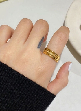 三生三世戒指女钛钢不掉色洗手不用摘磨砂细闪亮面食指指环套戒