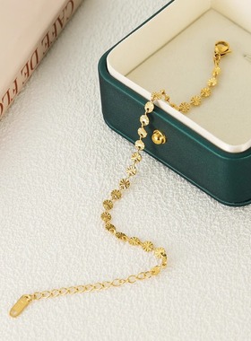 金色碎冰冰手链女钛钢不掉色小众设计感高级轻奢气质锁骨链手饰