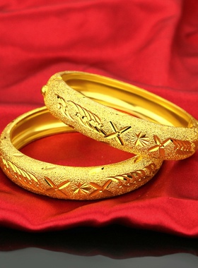 10mm满天星卡扣手镯女金店同款沙金仿真金结婚婚嫁新娘假三金镯子