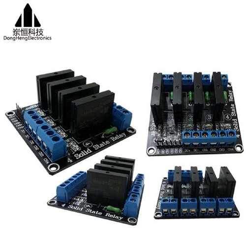 4路5V12V24V高电平直流控制交流固态继电器模块保险丝240V2A