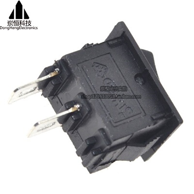 船型电源开关KCD1101黑色2脚2档3A250V15*10MM翘板开关