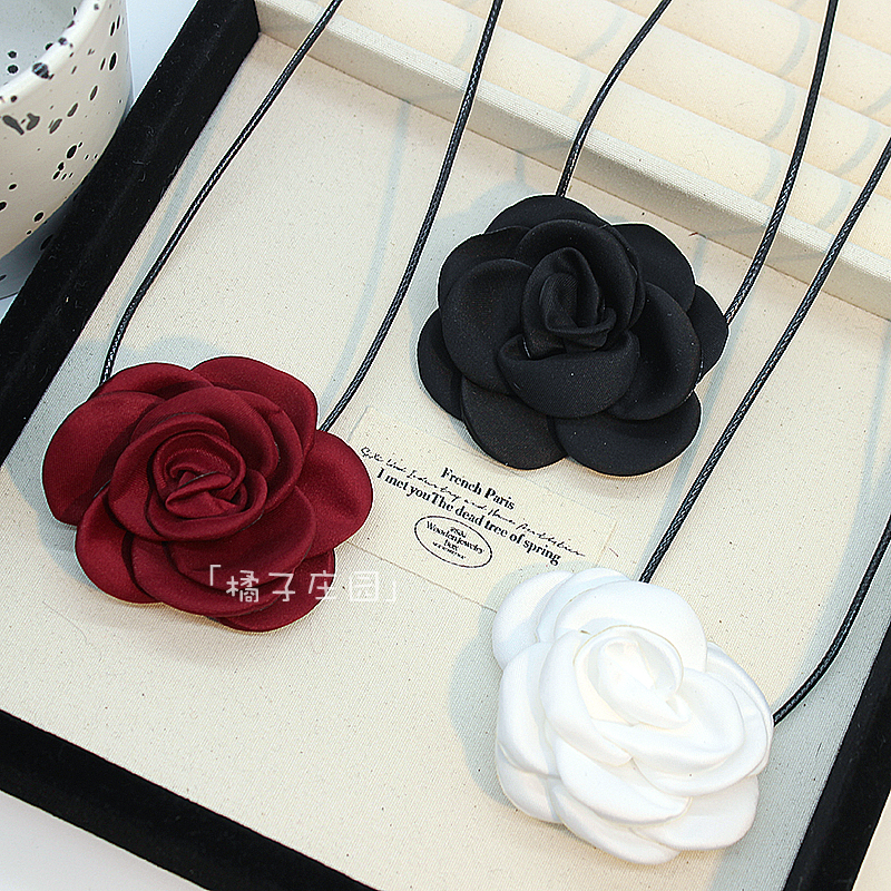 多种戴法山茶花颈链拍照锁骨链